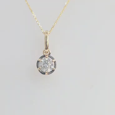 14K Yellow Gold Gregorian-Style Six-Prong Natural Diamond Solitaire Necklace – 1.00 CTW