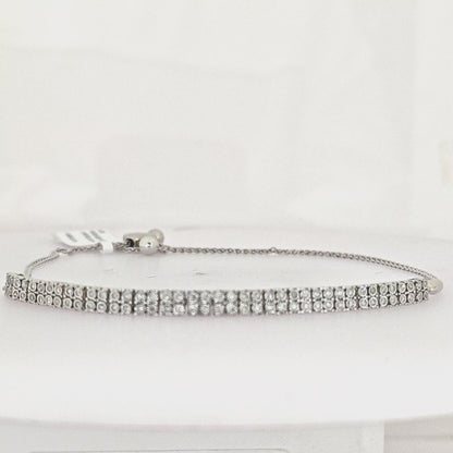 10k White Gold 0.50ctw Diamond Double Row Box Bracelet