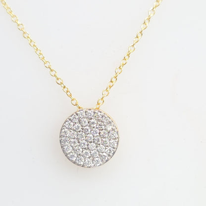 14K Yellow Gold 0.50 CTW Natural Diamond Round Disc Pendant Necklace – 16 Inch