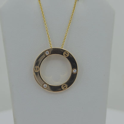 14KT Yellow Gold Lab Grown Diamond 0.07ct Circle Necklace – 18 Inch Chain