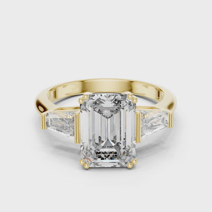 14K Gold 3.00 CTW IGI-Certified Emerald-Cut Lab-Grown Diamond Three-Stone Engagement Ring