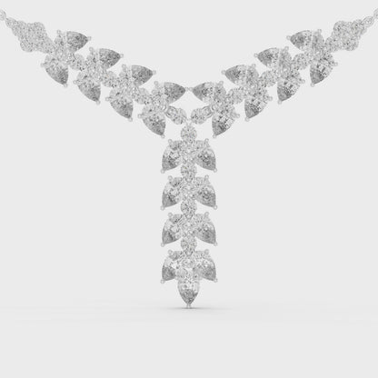 14K Gold 14.75 CTW Lab-Grown Diamond Floral Drop Necklace – EF VS