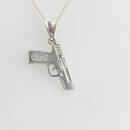 Sterling Silver S&W Gun Necklace Pendant