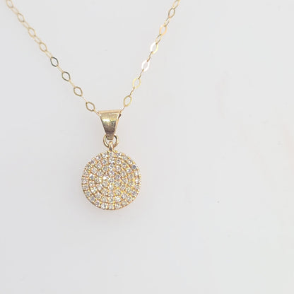 14K Solid Gold 0.30ctw Round Disc Diamond Necklace