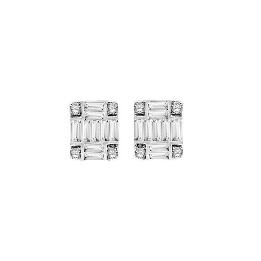 Round and Bagguette Diamond Stud Earrings - Pristine J LLC