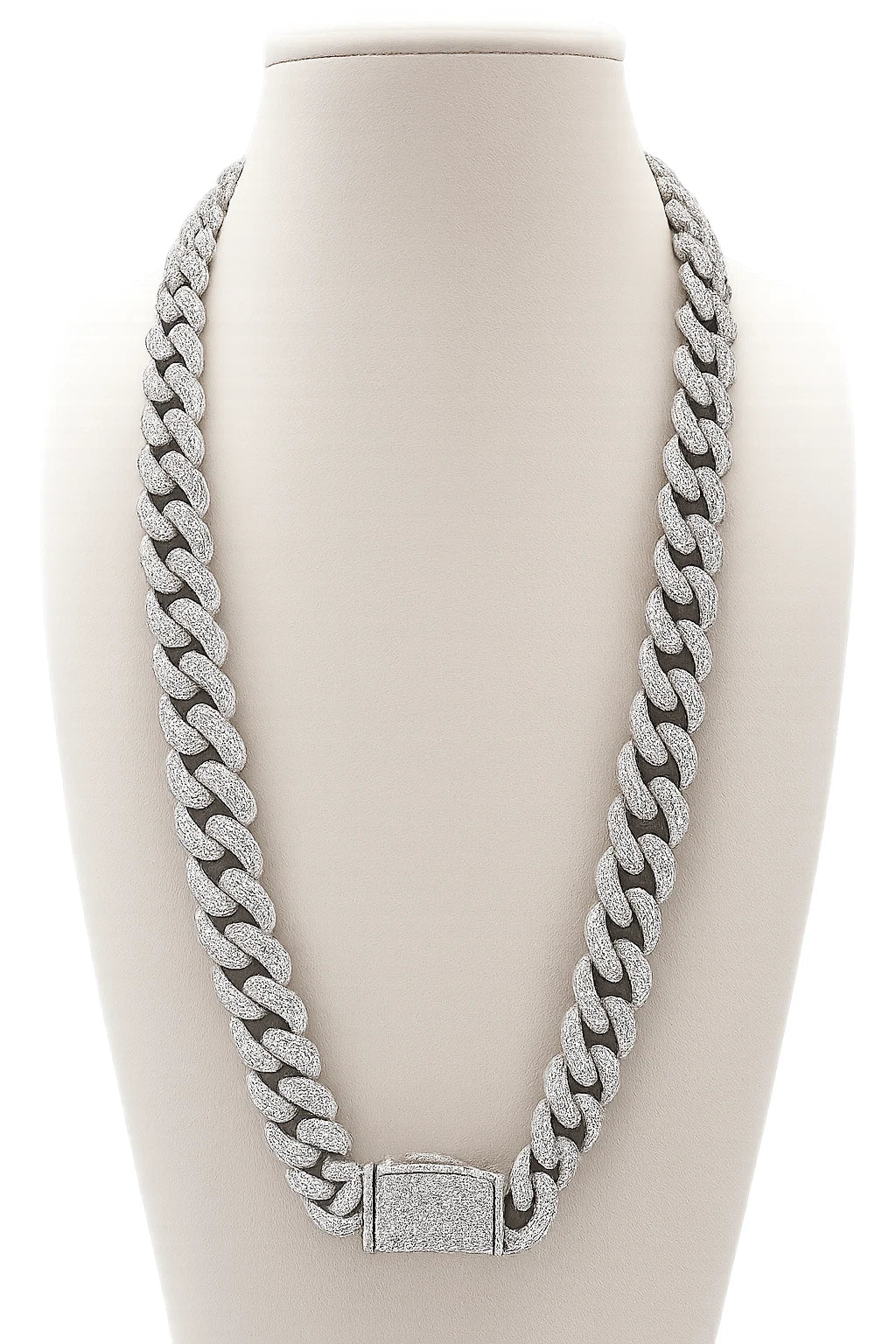 22" Silver CZ Miami Cuban Chain 14KT White Gold Rhodium Plated 14.30mm 222g