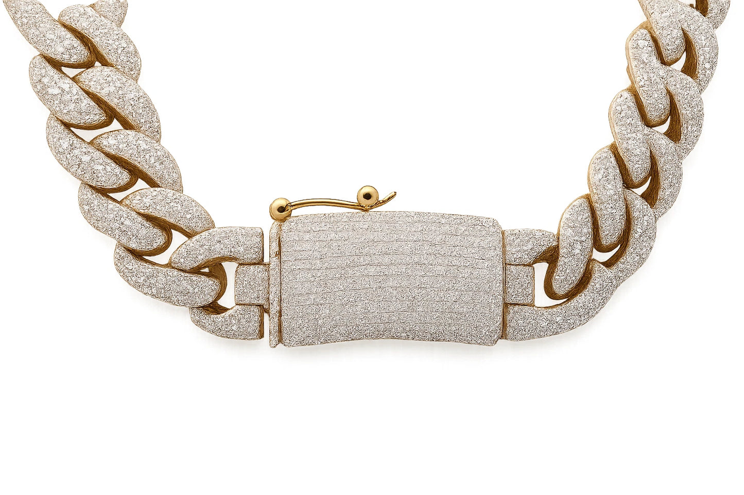 22" Silver CZ Miami Cuban Chain 14KT Yellow Gold Rhodium Plated 14.30mm 248gms