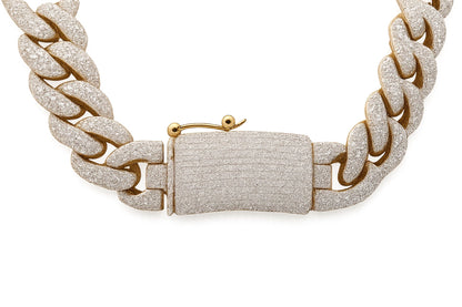 22" Silver CZ Miami Cuban Chain 14KT Yellow Gold Rhodium Plated 14.30mm 248gms
