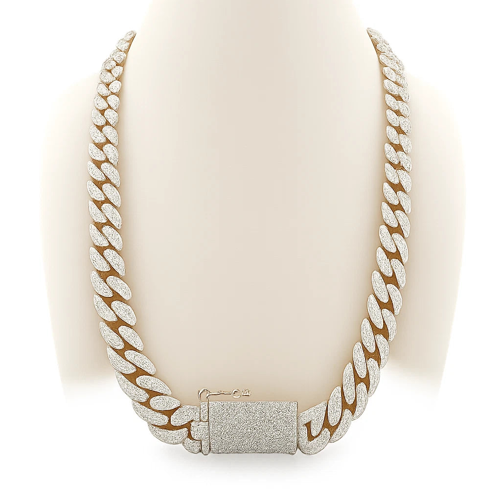 22" Silver CZ Miami Cuban Chain 14KT Yellow Gold Rhodium Plated 14.30mm 248gms