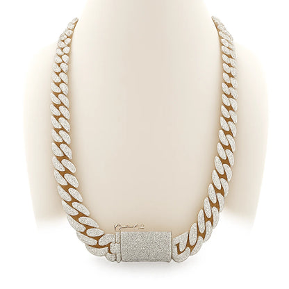 22" Silver CZ Miami Cuban Chain 14KT Yellow Gold Rhodium Plated 14.30mm 248gms