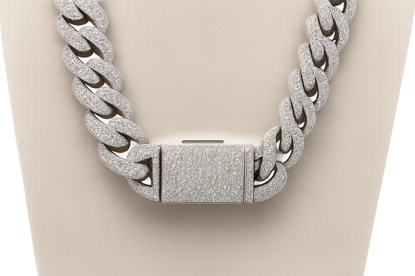 22" Silver CZ Miami Cuban Chain 14KT White Gold Rhodium Plated 14.30mm 222g