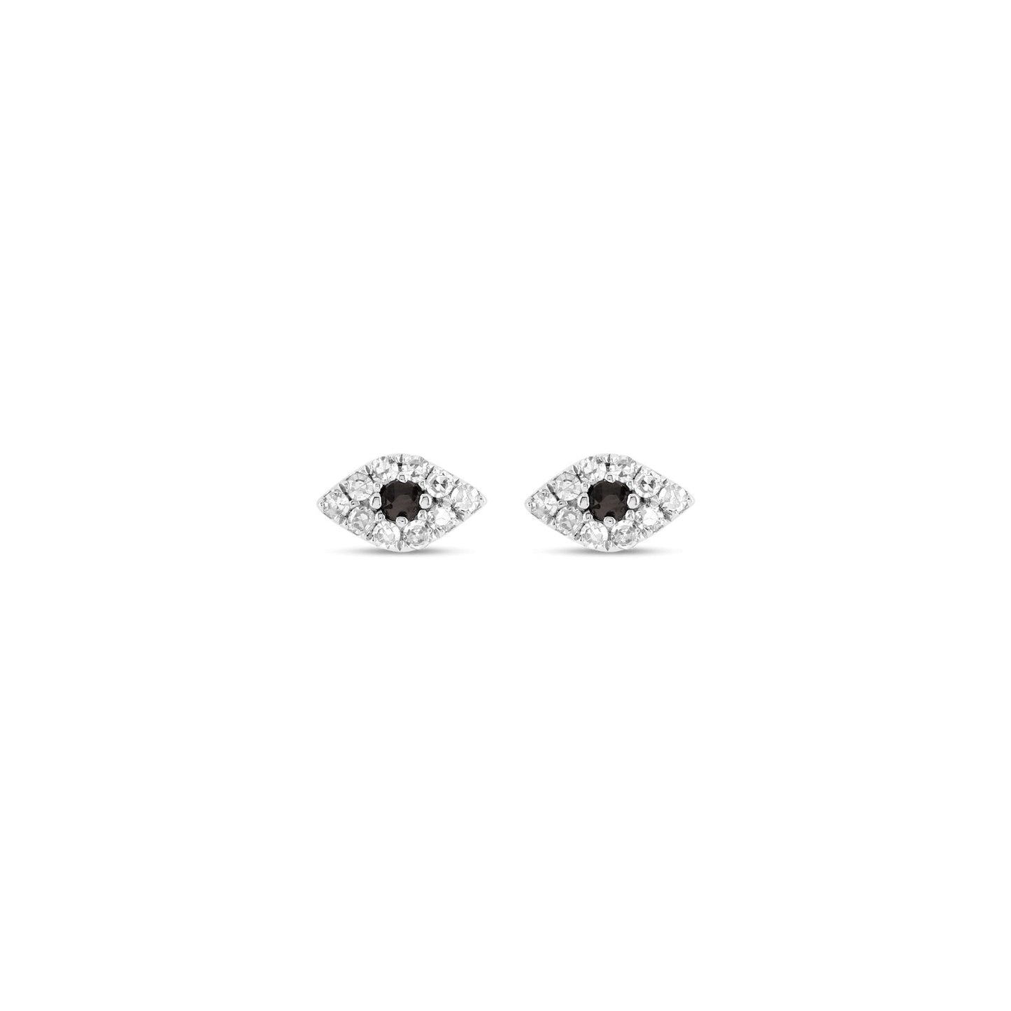 Small Pave Diamond Evil Eye Stud with Black Diamond - Pristine J LLC