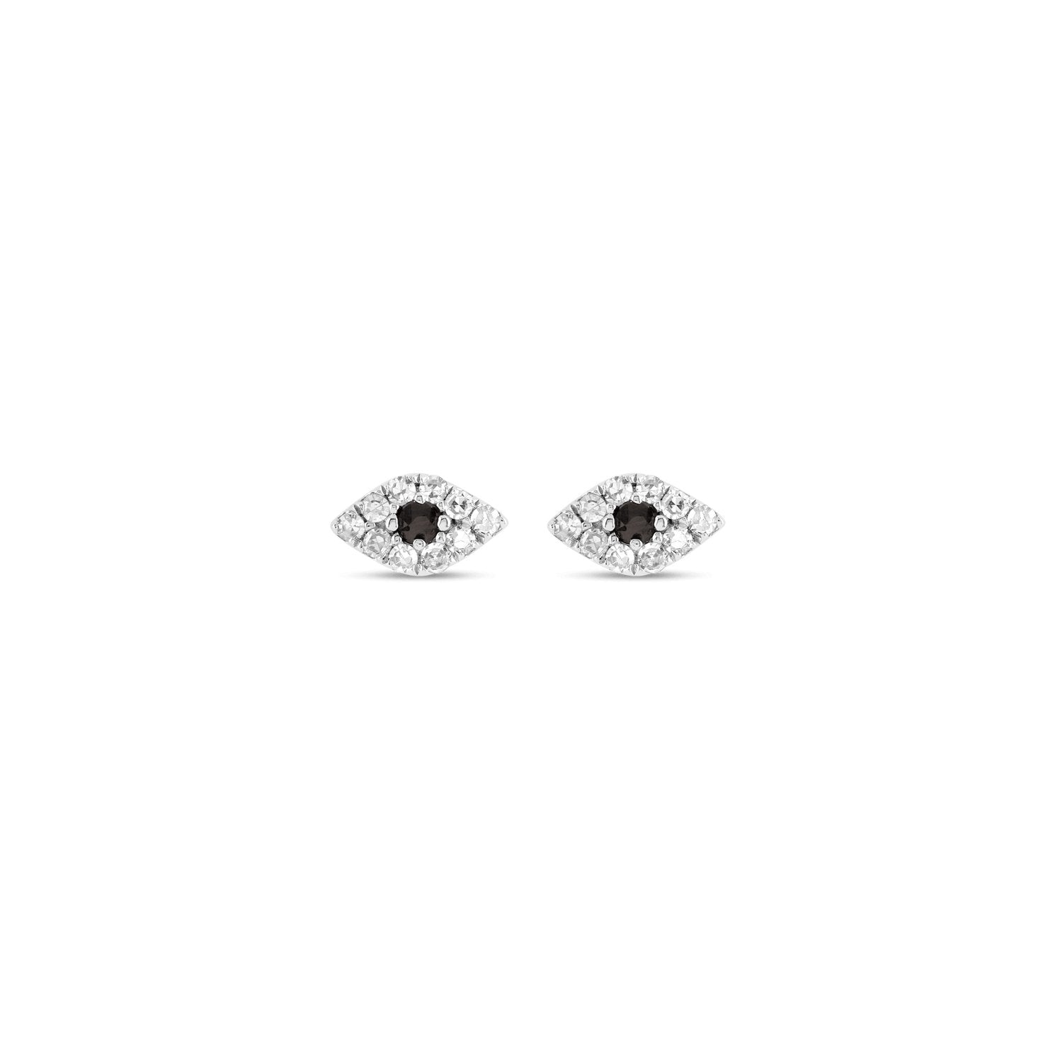 Small Pave Diamond Evil Eye Stud with Black Diamond - Pristine J LLC