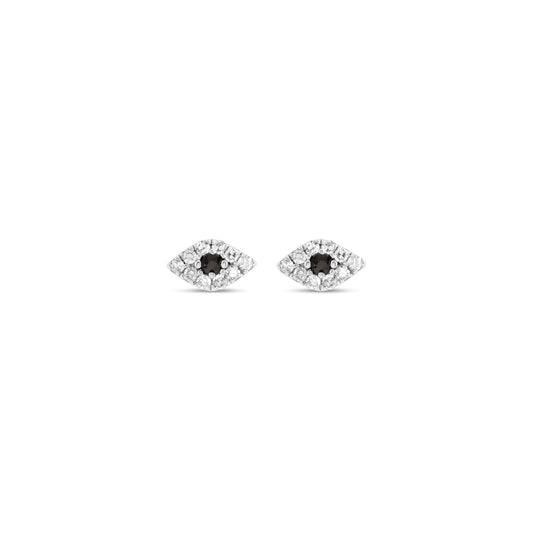 Small Pave Diamond Evil Eye Stud with Black Diamond - Pristine J LLC