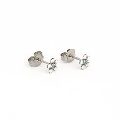 Stainless Steel Daisy with AB Crystal and March Aquamarine - Pristine J LLC