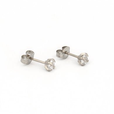 Stainless Steel Prong setting with 4MM Cubic Zirconia - Pristine J LLC