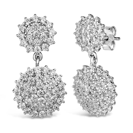 White Diamond Pave Round Earrings - Pristine J LLC