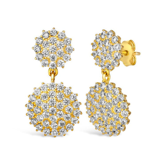 White Diamond Pave Round Earrings - Yellow Gold - Pristine J LLC