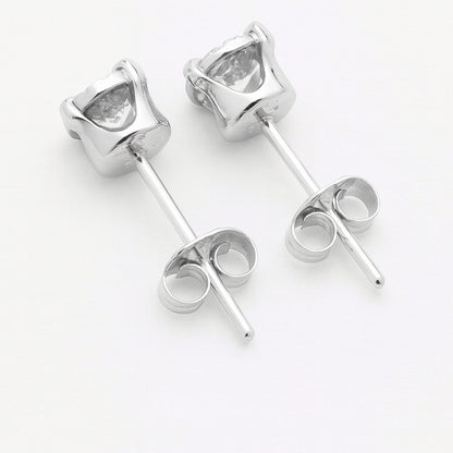 10K Diamond Illusion Set Stud Earrings-White Gold-Earth Mined-0.10ctw